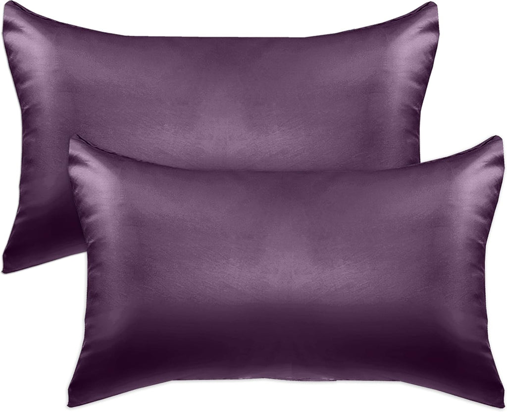 Elegantcomfort Elegant Comfort 2-Pack Cooling Viscose Satin Pillowcase Set with Hidden Zipper Closure, Silky Smooth for Hair and fabric…