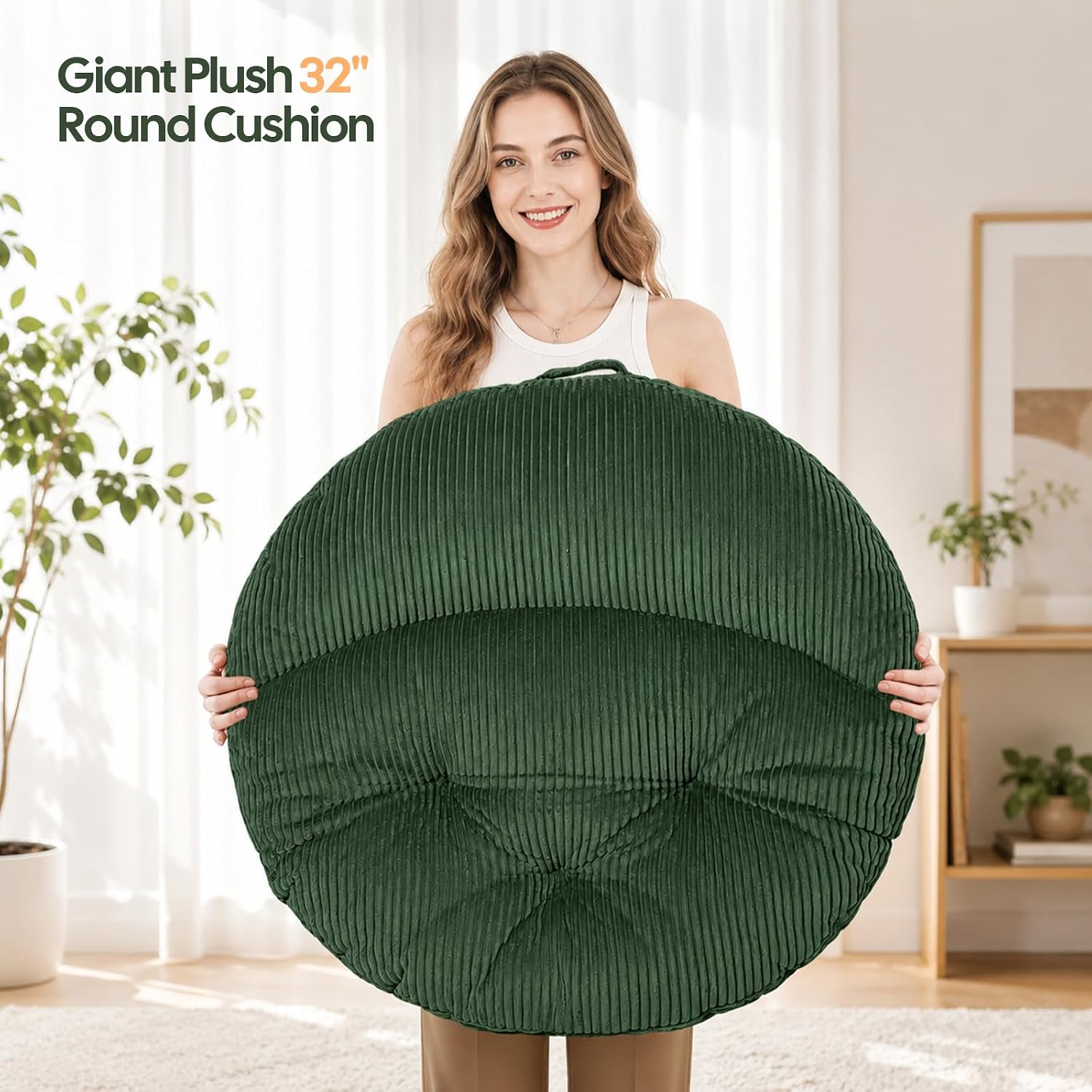 Meditation Cushion, Extra Large Floor Pillow Cushion for Adults, Round Tufted Japanese Meditation Pillow for Tatami Living Room, Yoga…