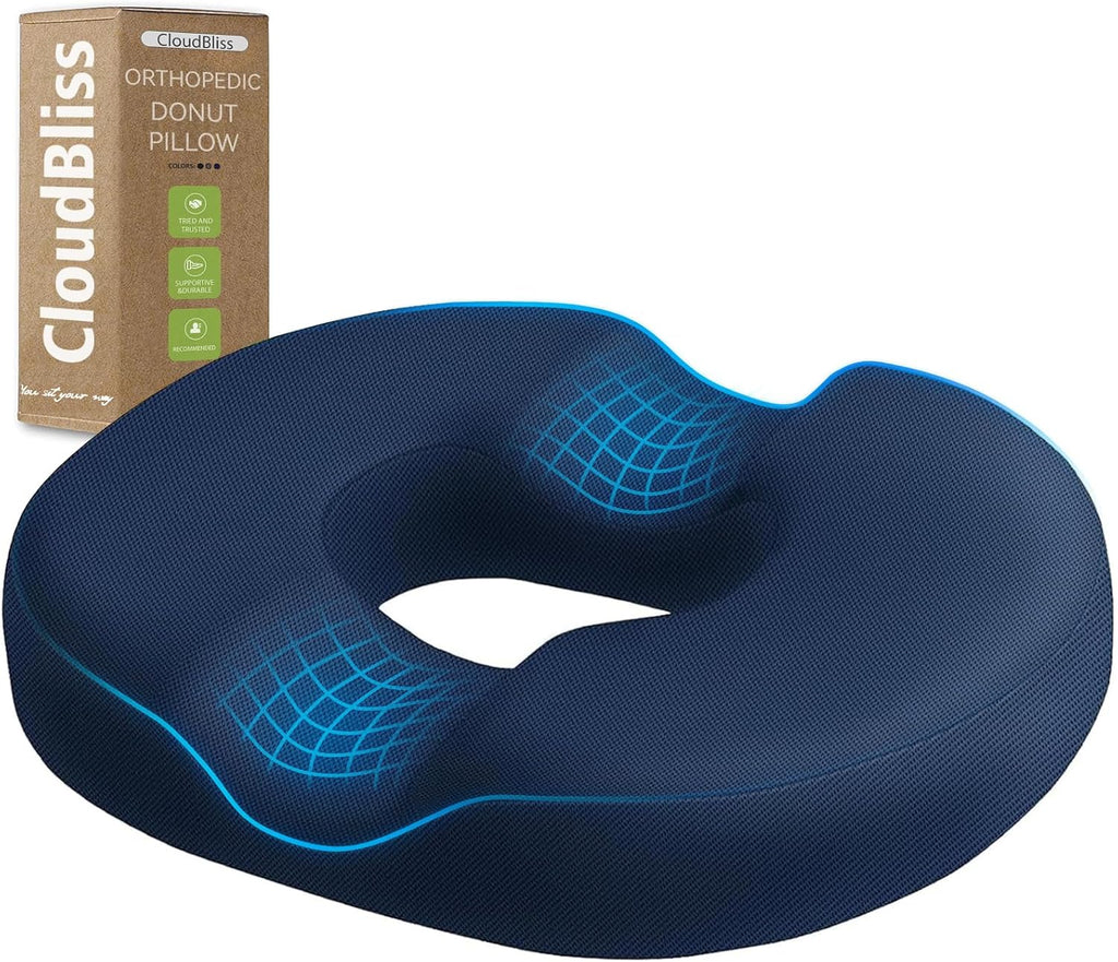 CloudBliss Donut Pillow Seat Cushion for Tailbone and Hemorrhoids, Memory Foam Chair Cushion for Postpartum Pregnancy, Seat Cushions for Me…