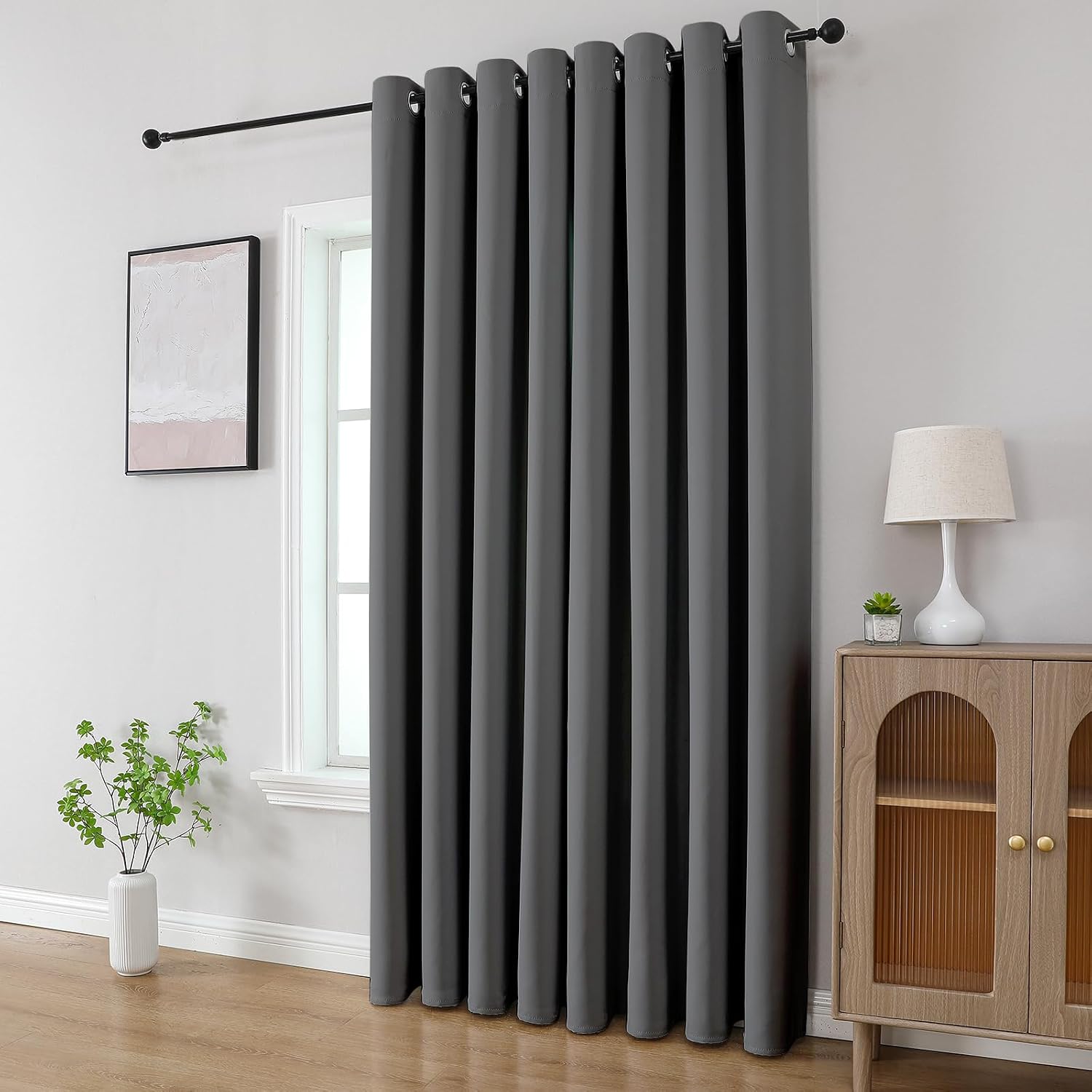 CUCRAF Custom Light Grey Blackout Curtains 1 Panel Set, Thermal Insulated Grommet Room Darkening Curtain for Living Room Bedroom, Light…