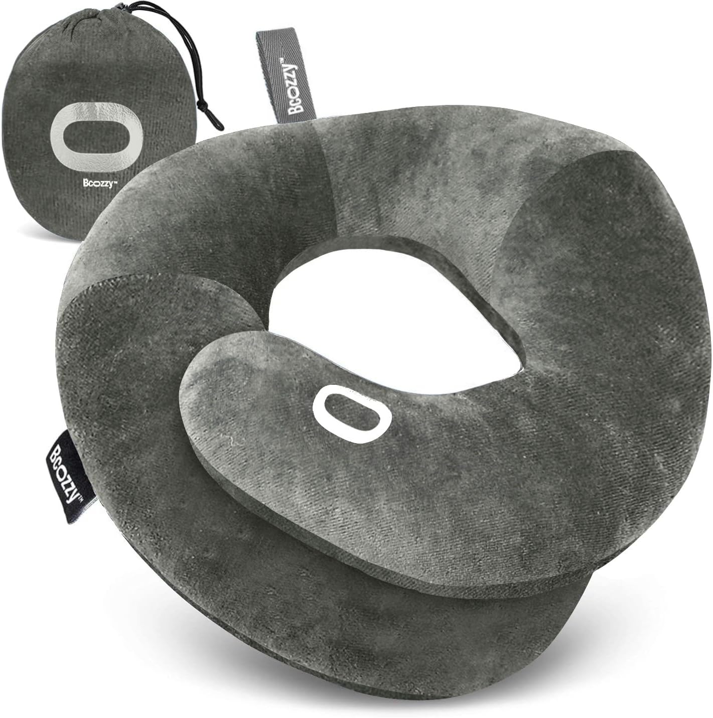 Bcozzy Organic Cotton Double Support Neck Pillow for Travel - 3 Ergonomic Positions for Head, Neck, and Chin Comfort - Ideal for Sleeping U…