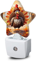 Snowmolle Fall Autumn Turkey Dusk to Dawn Star Night Light, Thanksgiving Day Smart Sensor Nightlight for Bedroom Kitchen Hallway Stairs, Plug…