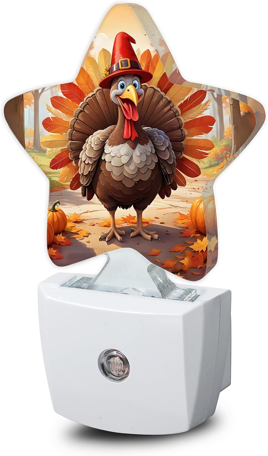 Snowmolle Fall Autumn Turkey Dusk to Dawn Star Night Light, Thanksgiving Day Smart Sensor Nightlight for Bedroom Kitchen Hallway Stairs, Plug…