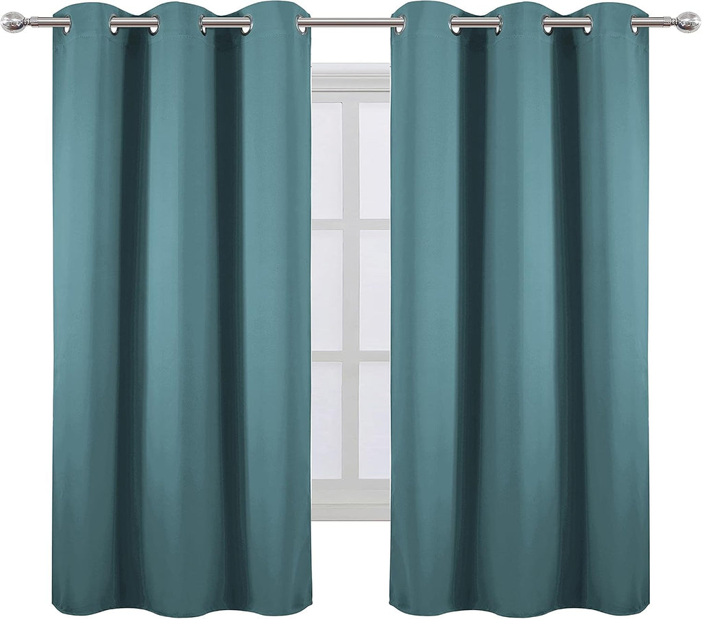 Lemomo Sea Teal Thermal Blackout Curtains/38 x 63 Inch/Set of 2 Panels Room Darkening Curtains for Bedroom 63 Inch silver