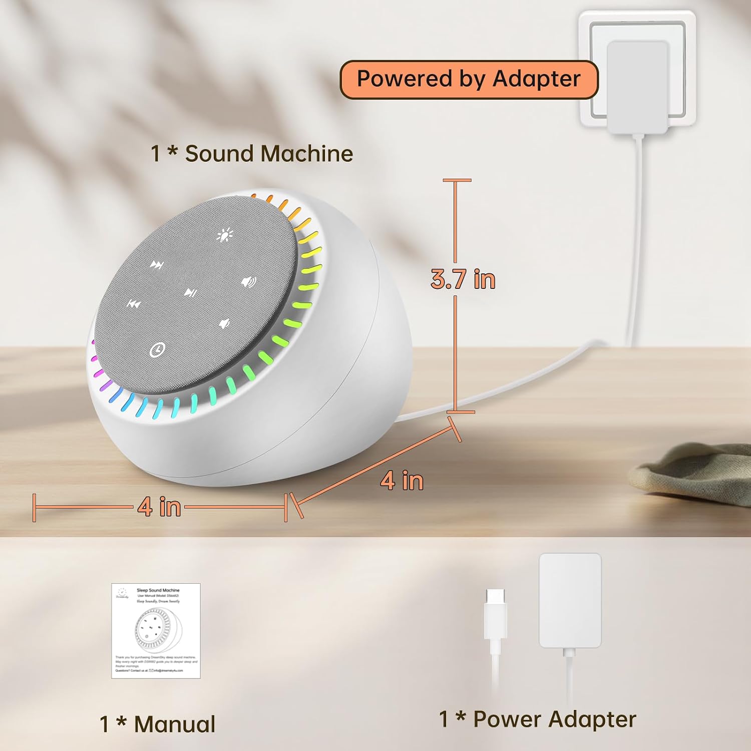 DreamSky Sound Machine for Sleep, White Noise for Sleeping Adults & Baby, Brown Noise Fan for Office Privacy & Noise Canceling, 26 Sounds…