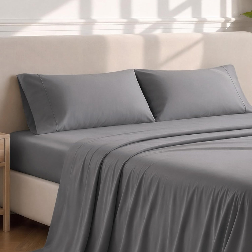 BareHome Bare Home Microfiber Pillow Cases - King Size Set of 2 - Cooling Pillowcases - Double Brushed - Grey Pillowcases 2 Pack - Easy Car…