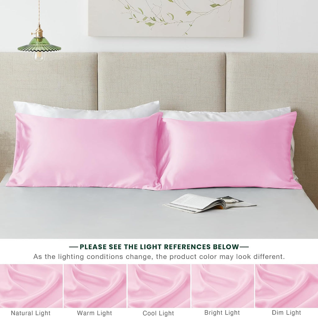 Lovescabin Love's cabin Satin Pillowcase Set of 2 King Size 20x36, Cooling Pillow Covers for Hair and Skin, Silky Smooth with Envelope Clos…