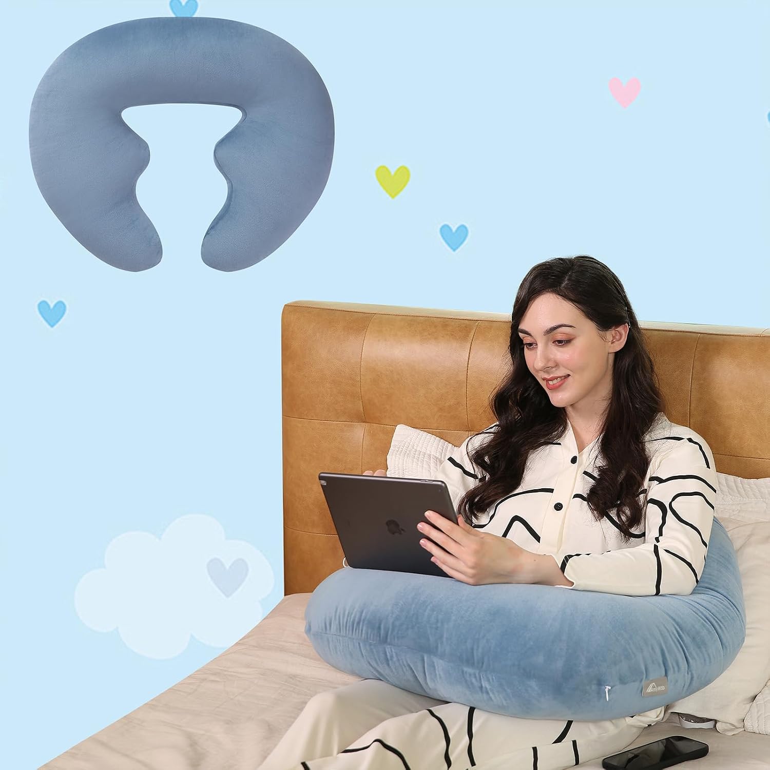 Ergonomic U-Shape Gaming & Lap Pillow - Crochet Pillow & Reading Support Pillow with Arm Relief, Comfort for Gamers, Crafters & Book…