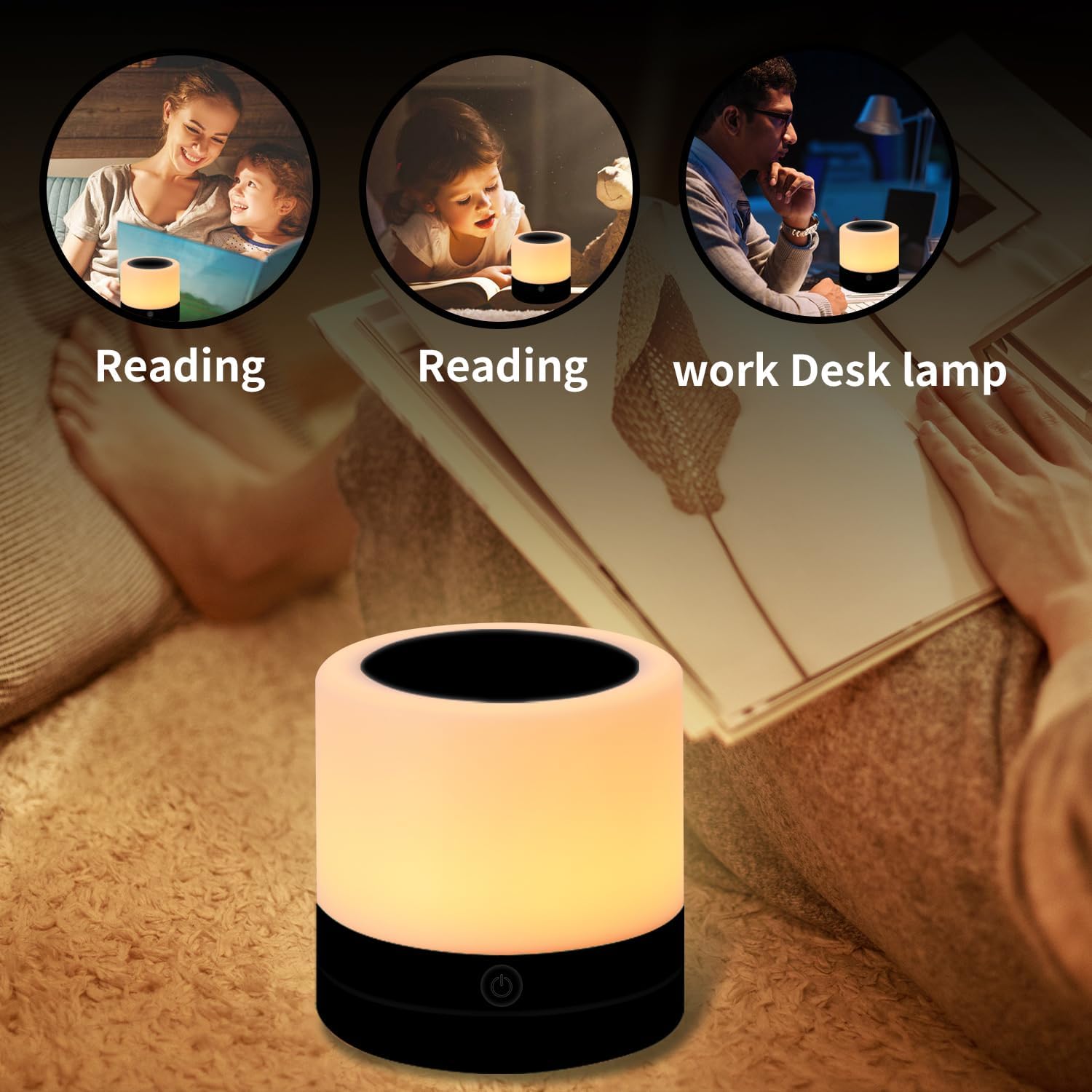 Nursery Night Light for Kids, USB Rechargeable Small Desk Lamp,13 RGB Colors & 4 Brightness & 1 Remote, Touch Bedside Cordless Table…
