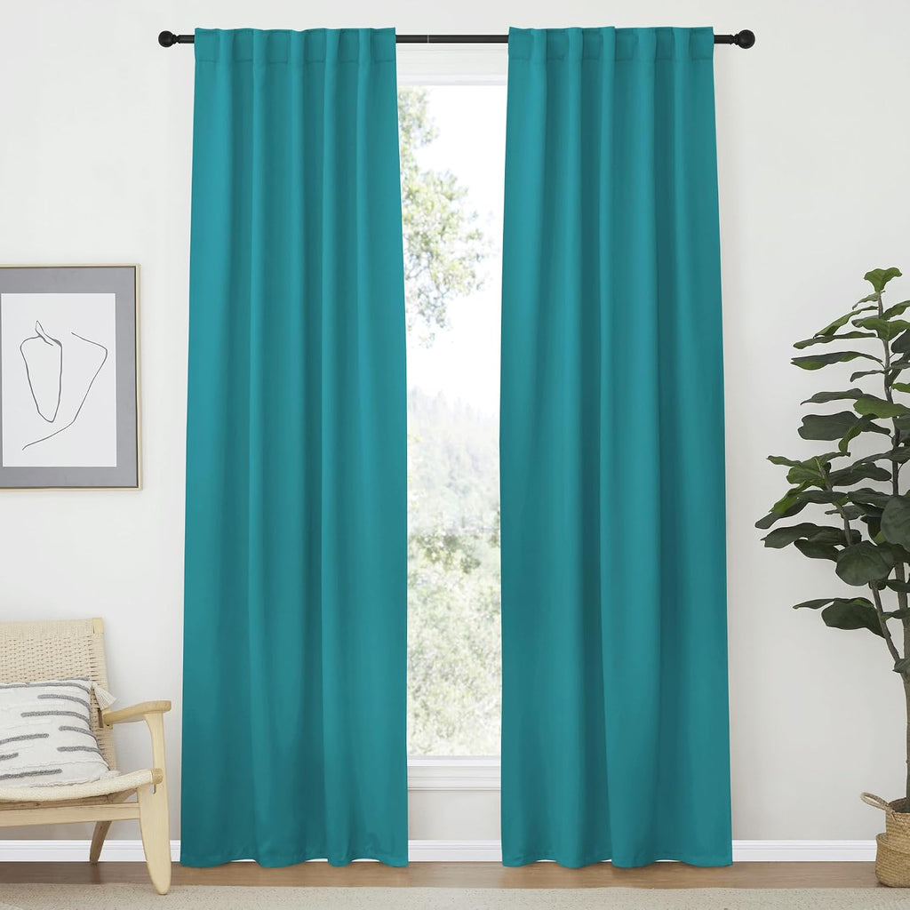Nicetown Living Room Darkening Curtains - (Peacock Teal Color) W42 x L70, Set of 2, Home Decor Room Darkening Thermal Insulated Drapery Pan…