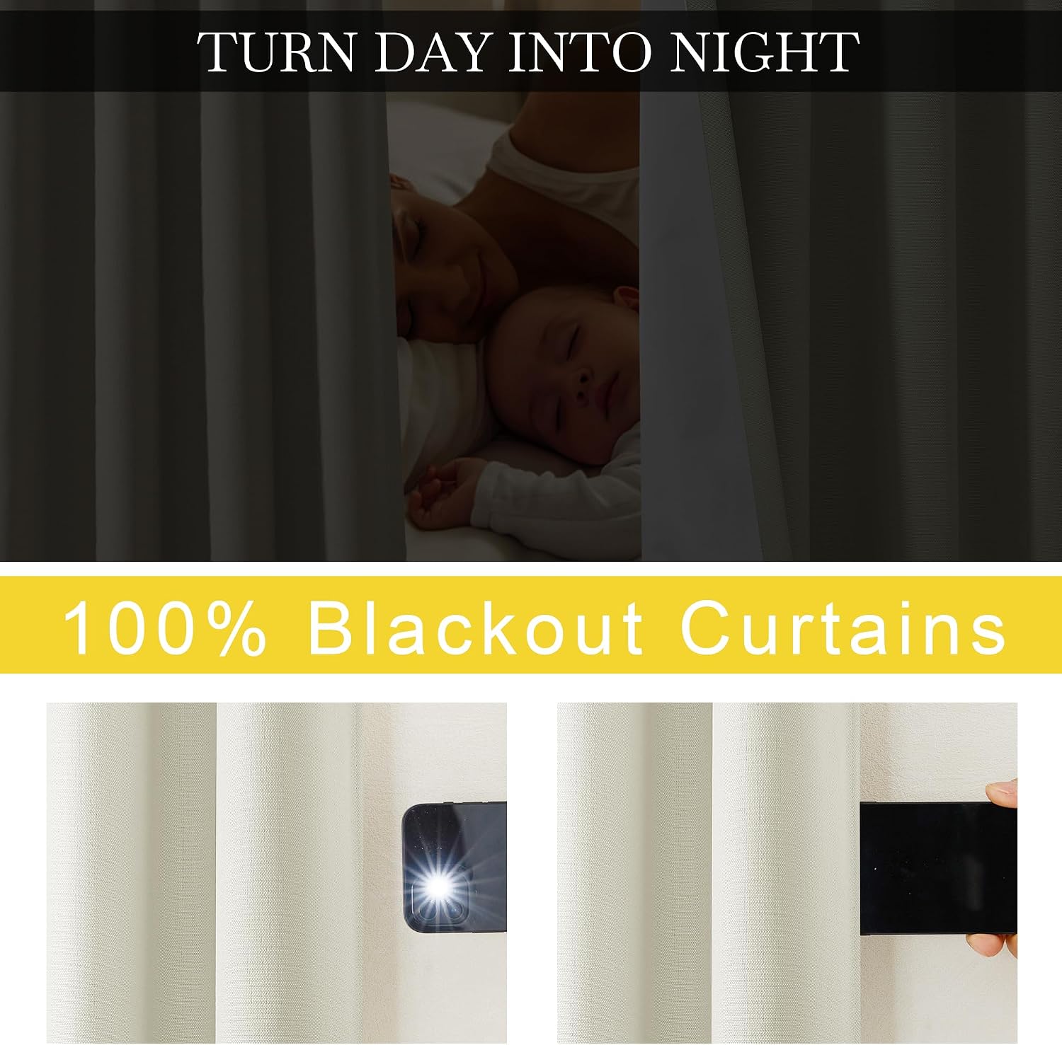 Nicetown Faux Linen 100% Blackout 90 inch Curtains, Silver Grommet Thermal Insulated 2 Layers Window Treatments Sound Dampening for Living…