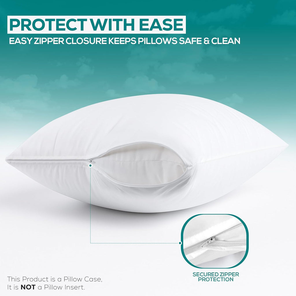 Utopiabedding Set of 8 Pillow Protectors with Zipper Queen Size, Bed Bug and Dust Mite Proof Pillow Covers, Ultra Soft Pillow Encasements,…