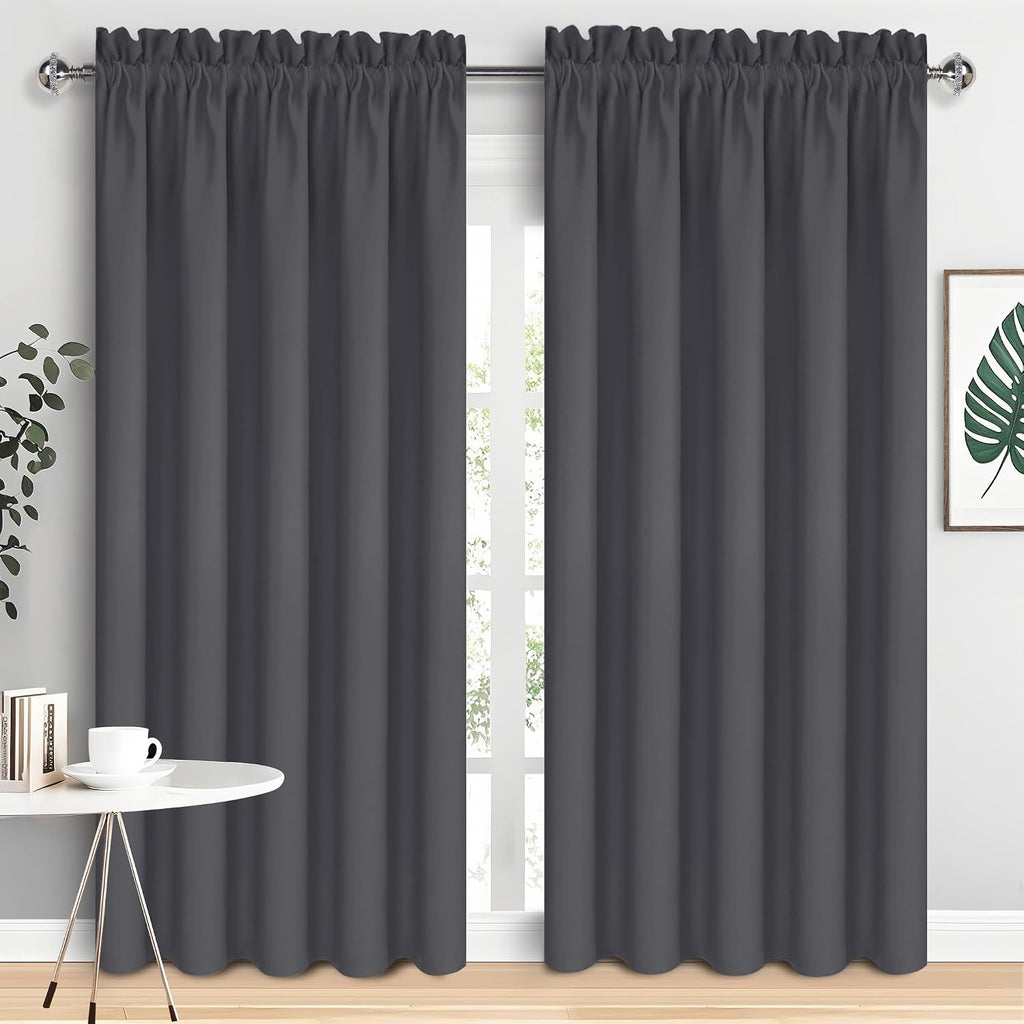 DWCN Bedroom Blackout Curtains 70 x 84 Inches Length 2 Panels Set, Solid Thermal Insulated Energy Saving Rod Pocket Window Treatment…