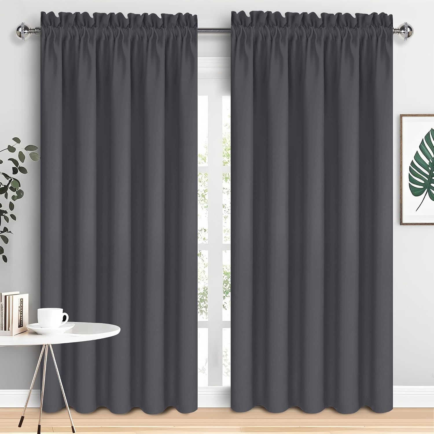 DWCN Bedroom Blackout Curtains 70 x 84 Inches Length 2 Panels Set, Solid Thermal Insulated Energy Saving Rod Pocket Window Treatment…