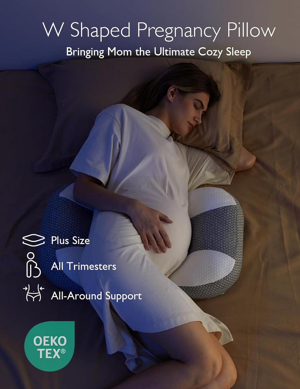 Momcozy Plus W Shaped Pregnancy Pillow for Sleeping - Adjustable Maternity Pillow for Side Sleepers - Portable Wedge Belly Support -Compact…