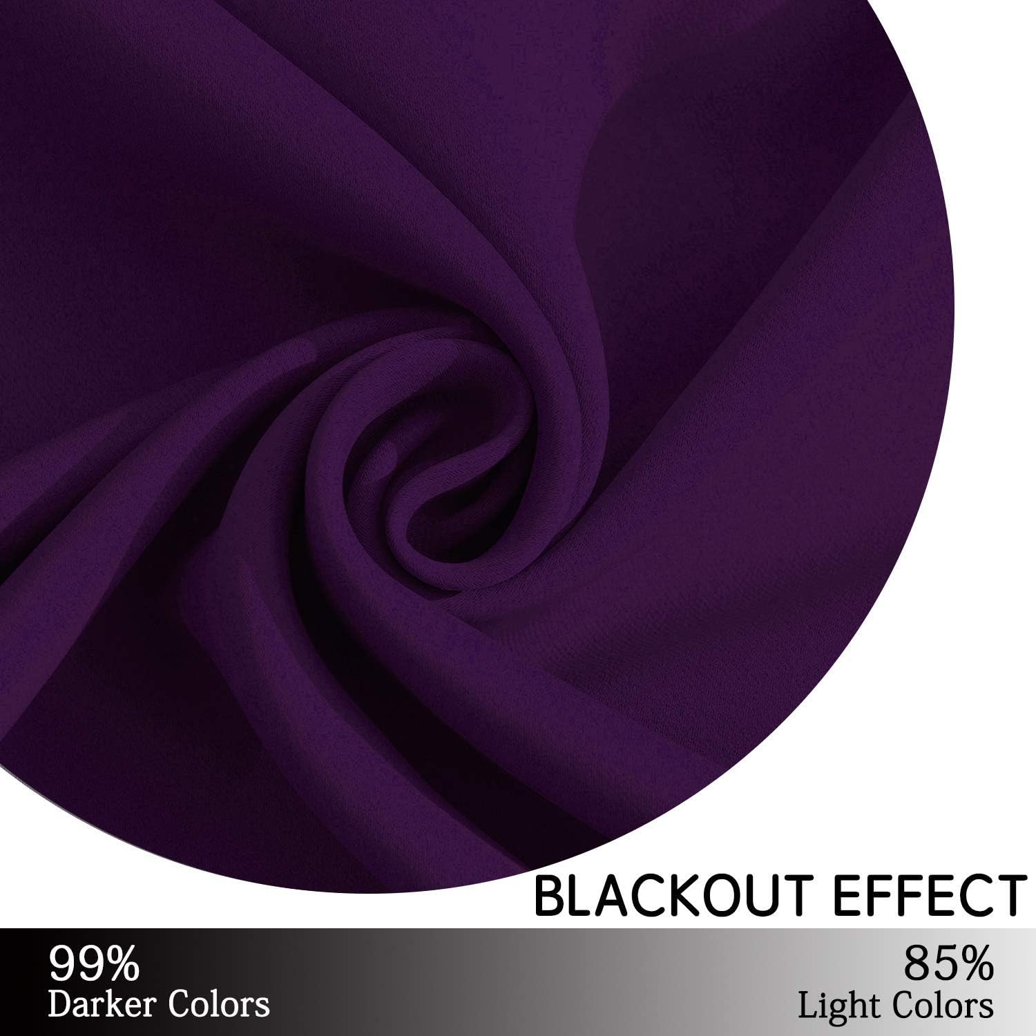 Yakamok Blackout Curtains Room Darkening Thermal Insulated Grommet top Window Curtains for Living Room, 38 x 45 Inch, Purple, Set of 2