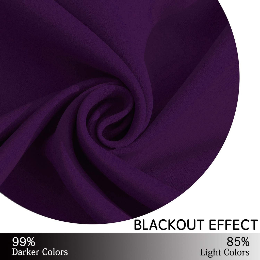 Yakamok Blackout Curtains Room Darkening Thermal Insulated Grommet top Window Curtains for Living Room, 38 x 72 Inch, Purple, Set of 2