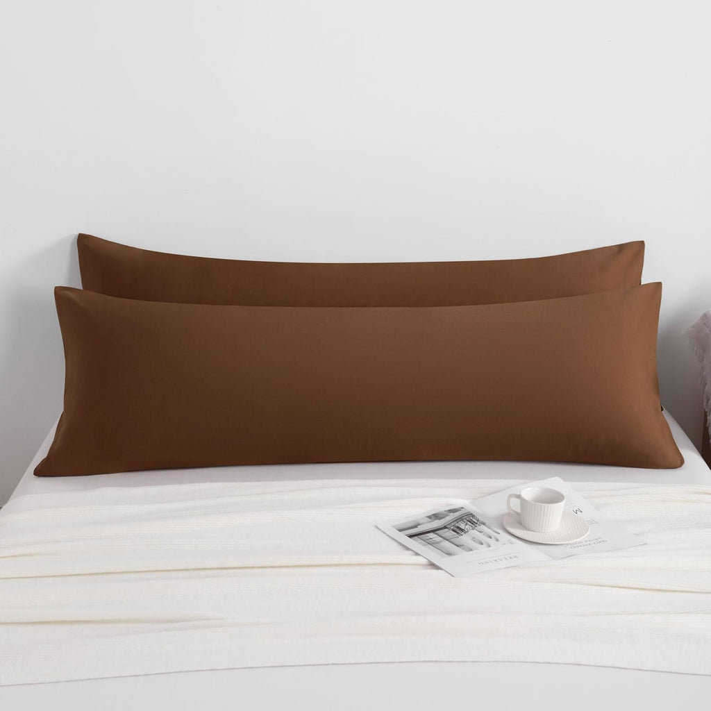 Ntbay 2 Pack Body Pillowcase, 20x54 inches, Microfiber, Brown, Wrinkle-Free, Fade-Resistant, Envelope Closure, Machine Washable 2 Pack
