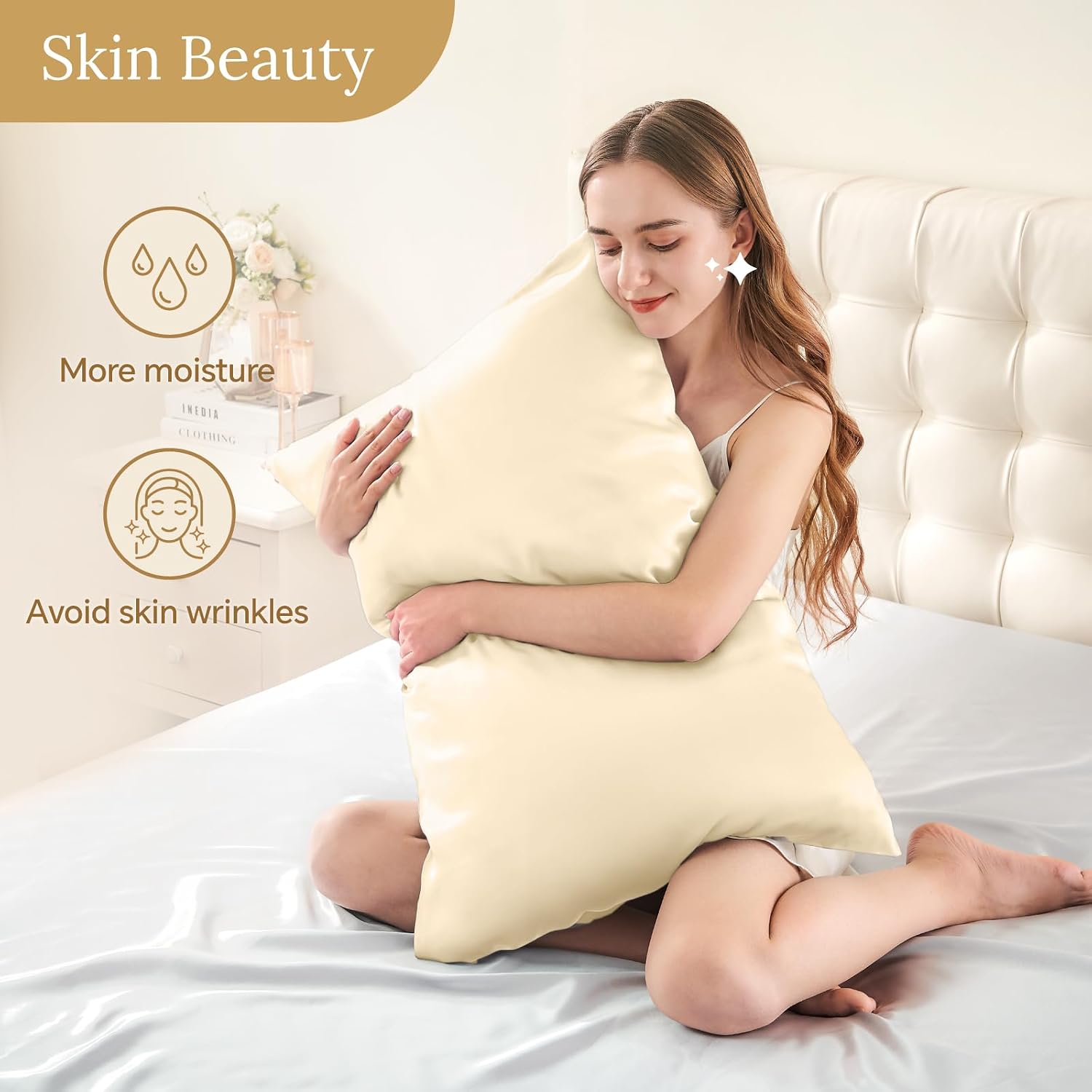 Infiixso Mulberry Silk Pillowcase for Hair and Skin, Silk Pillow Cases Standard Size with Hidden Zipper 20x26 Inches, Extraordinary Smooth…