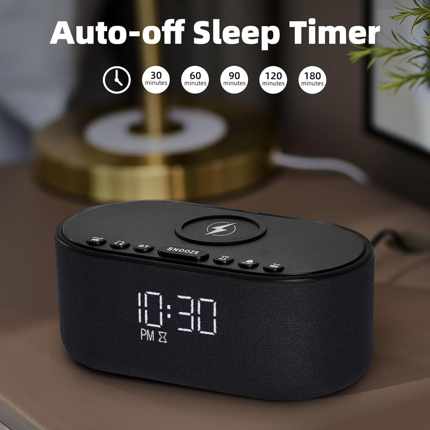 Odokee Sound Machine Alarm Clock for Bedrooms: Bluetooth 10W Stereo Sound Speaker with Wireless Charging - White Noise Machine for Sleeping…