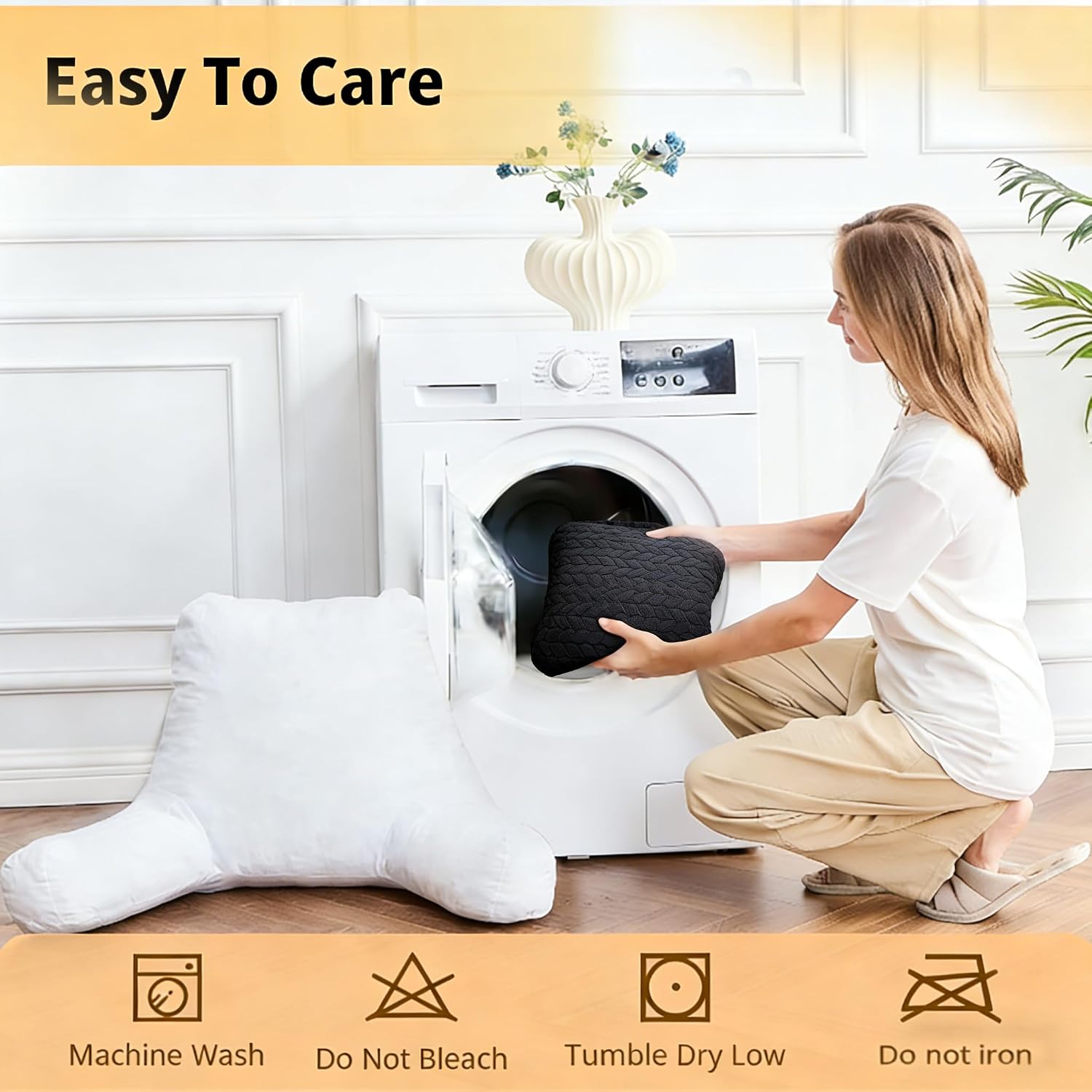 Omcosmos Adult Bed Reading Pillow, Filled with Memory Foam Backrest Pillow, with Armrests to Support the Back and Arms, Suitable for…