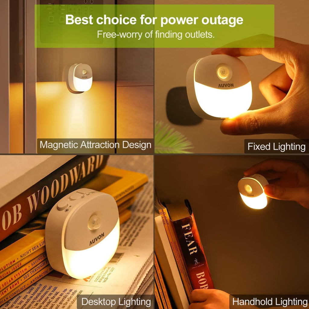 AUVON Rechargeable Battery Night Light, Mini with Motion Sensor, Warm White LED Stick-On Closet Light with Dusk to Dawn Sensor…
