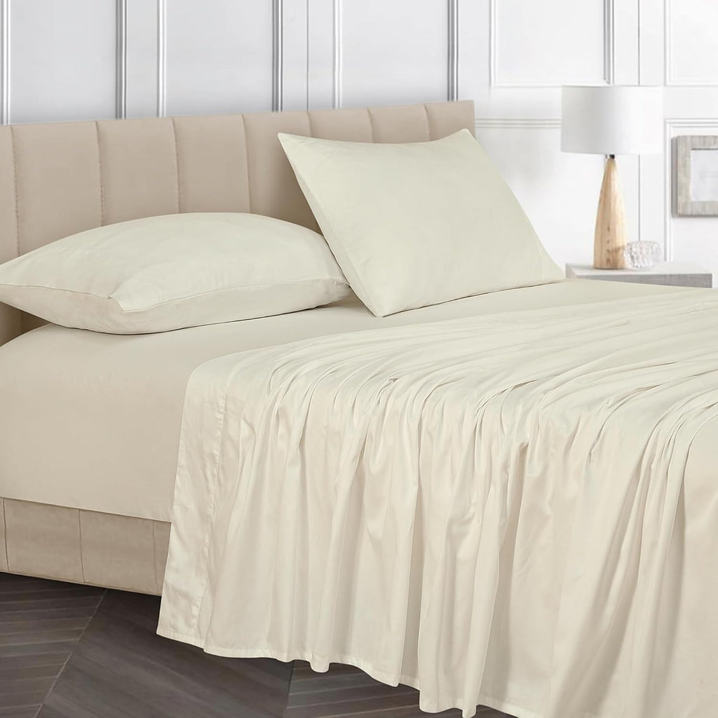Royalelinens ROYALE LINENS Bamboo Viscose King Sheet Set - Cooling Bed Sheet Set - 1 Fitted, 1 Flat & 2 Pillowcase - Fits Up to 16" - Organ…