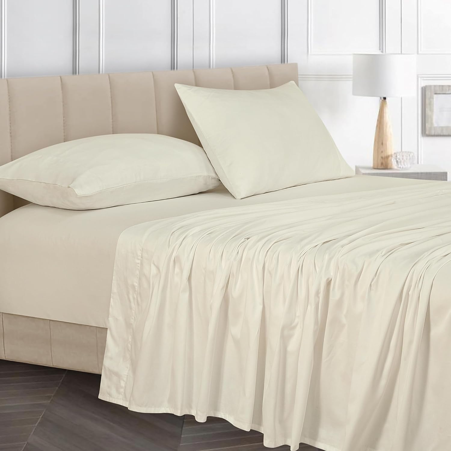 Royalelinens ROYALE LINENS Bamboo Viscose King Sheet Set - Cooling Bed Sheet Set - 1 Fitted, 1 Flat & 2 Pillowcase - Fits Up to 16" - Organ…