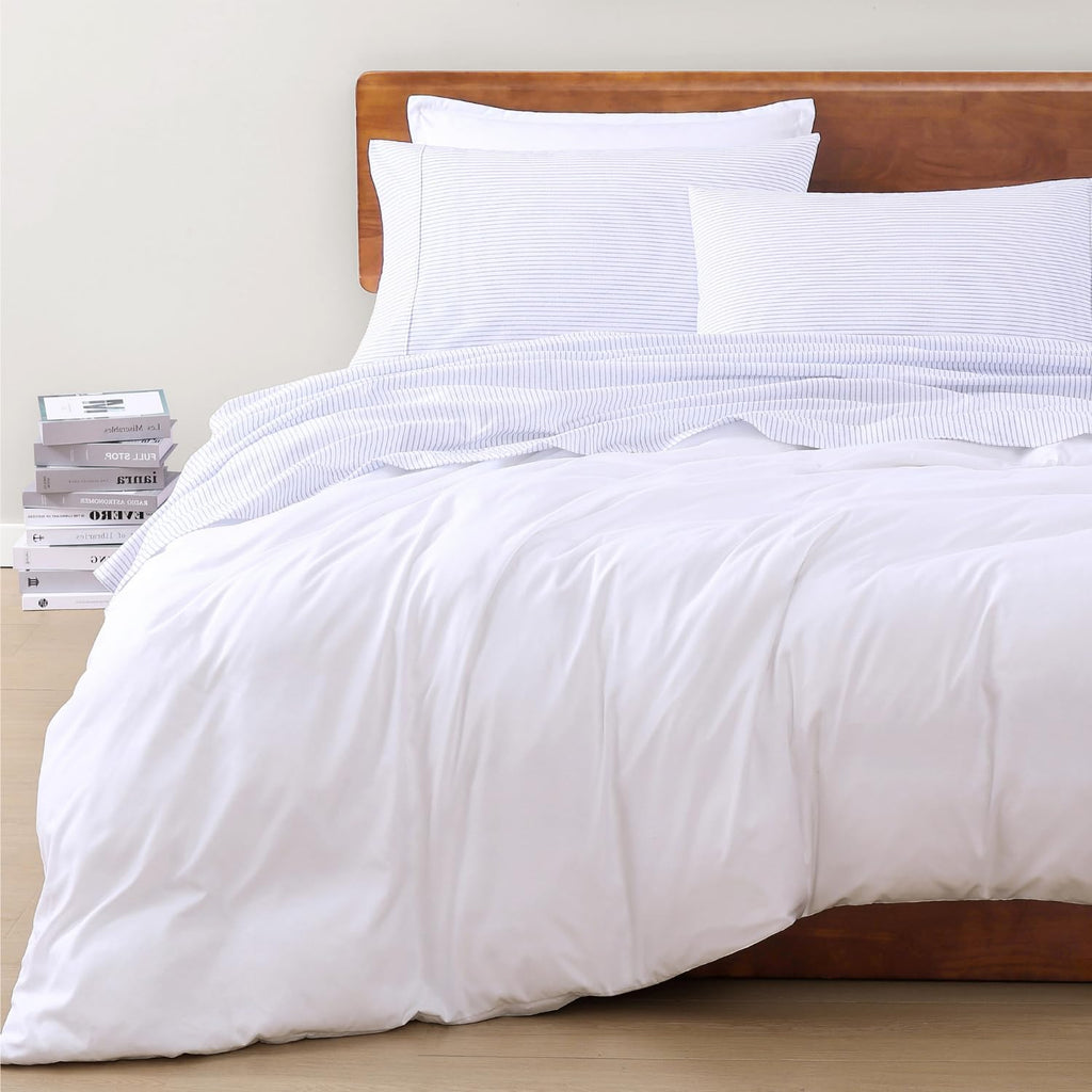 LaneLinen LANE LINEN 100% Organic Printed Cotton Sheets Twin Size, Classic Ticking Stripe Print (Available in Variety of Prints) Soft & Com…