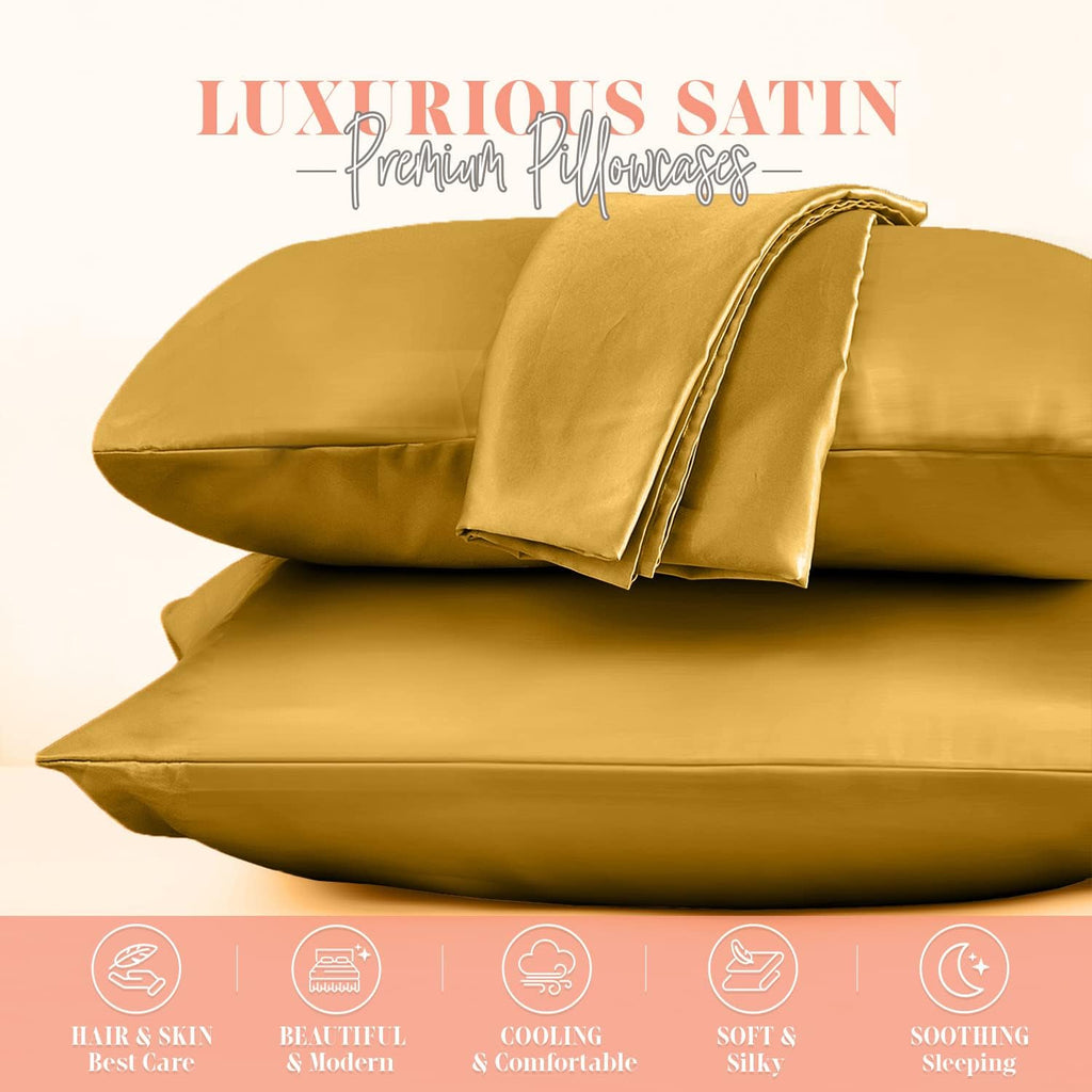 Elegantcomfort Elegant Comfort Silky and Luxurious 2-Piece Satin Pillowcase Set for Healthier Skin and Hair, Hidden Zipper Closure and Beau…