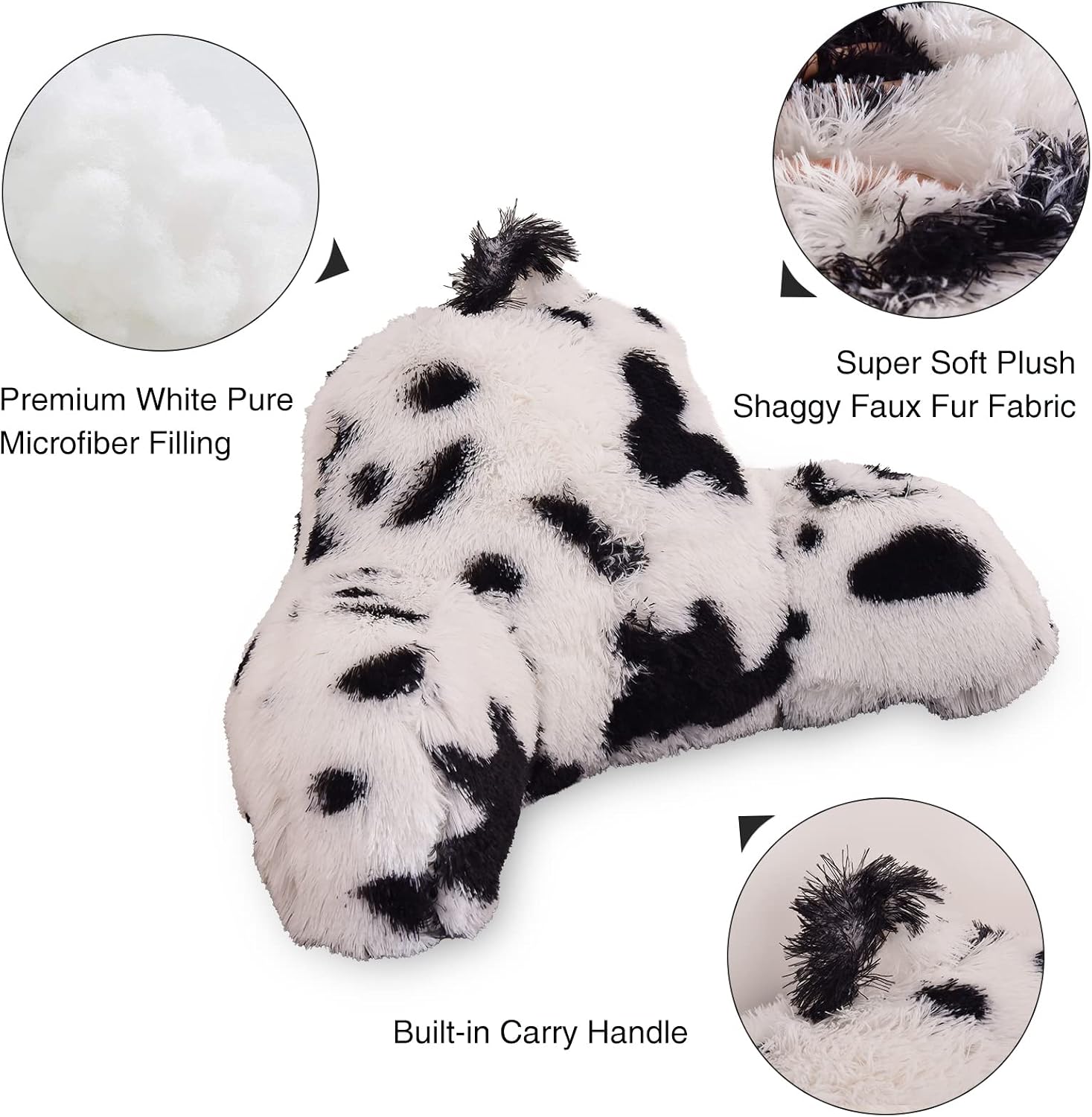 Aimuan Reading Pillow Bed Rest Pillow with Arms Plush Shaggy Fur Cushion for Adults Teens Incline Rest Sitting up & Sleeping Snoring…