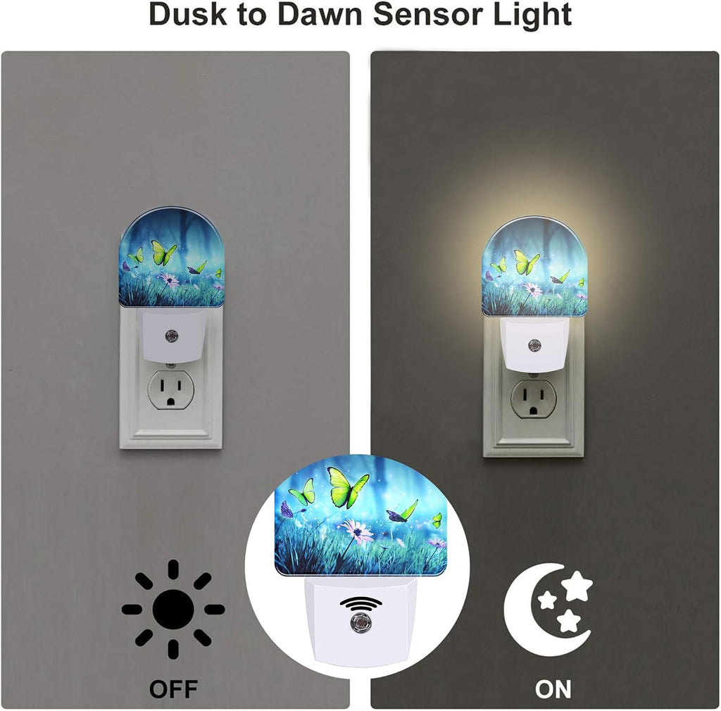 Mystic Fairy Butterflies Glowing Butterfly Forest Dusk to Dawn Plug in Night Light, 0.5w Energy Saving Sleep Friendly NightLight for Kids…