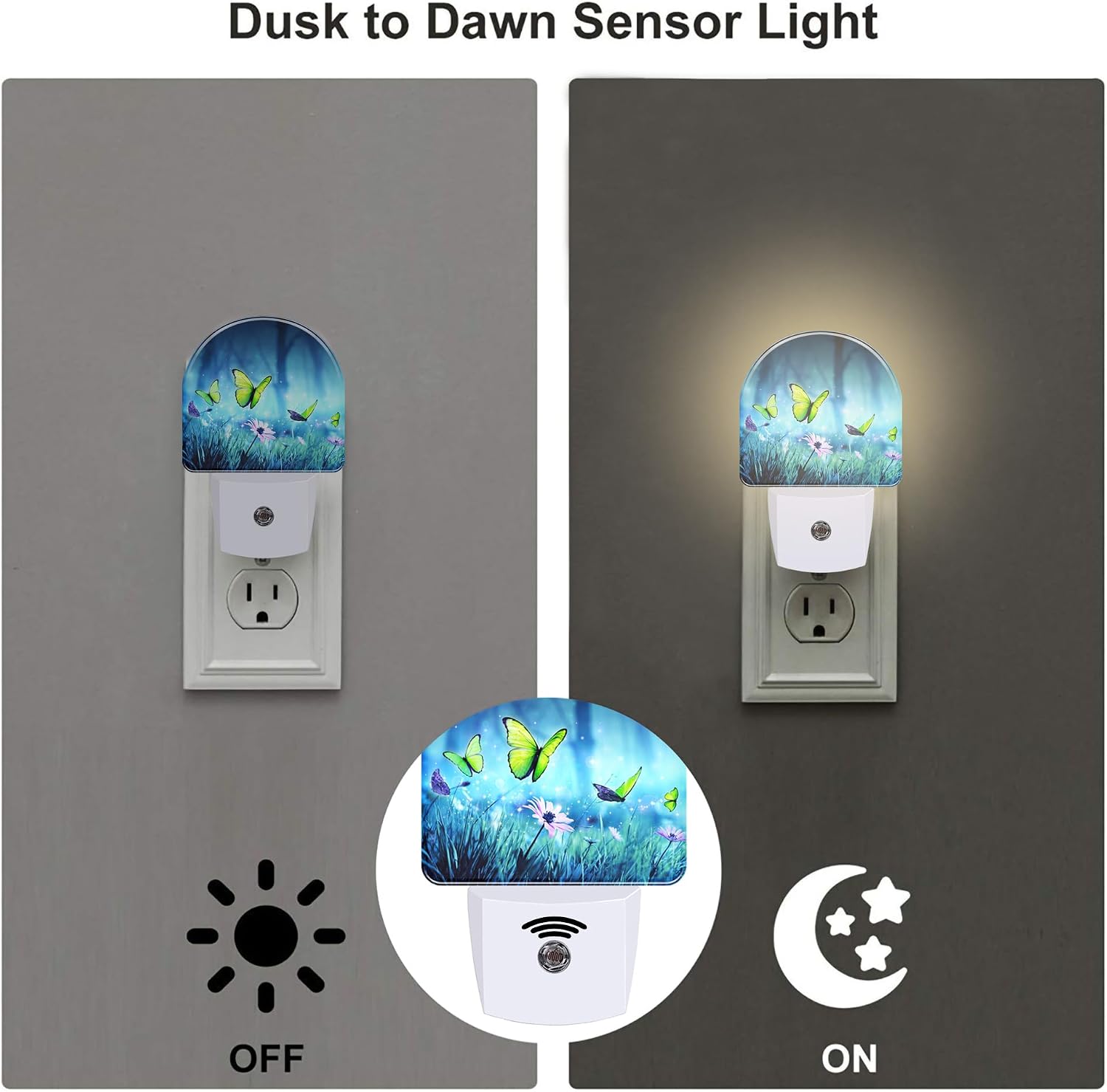 Mystic Fairy Butterflies Glowing Butterfly Forest Dusk to Dawn Plug in Night Light, 0.5w Energy Saving Sleep Friendly NightLight for Kids…