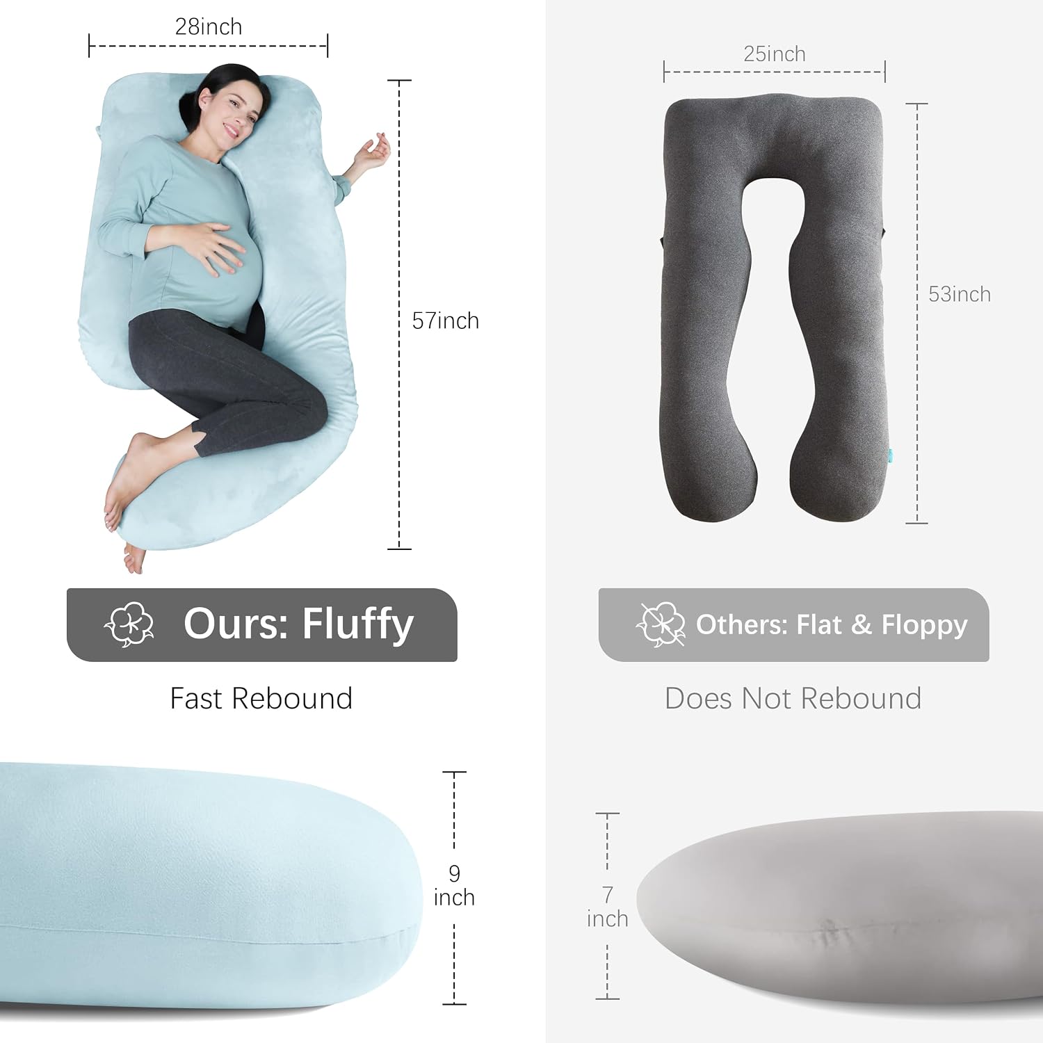 Moonpark MOON PARK Pregnancy Pillows for Sleeping - U Shaped Full Body Maternity Pillow with Removable Cover - Support for Back, Legs, Bell…