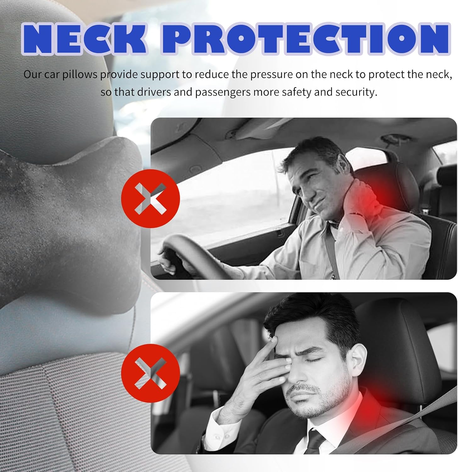 2PCS Car Headrest Pillow, Soft & Comfortable Car Neck Pillow for Driving Fatigue Relieve, All-Season Universal Cars Head Rest Pillows…