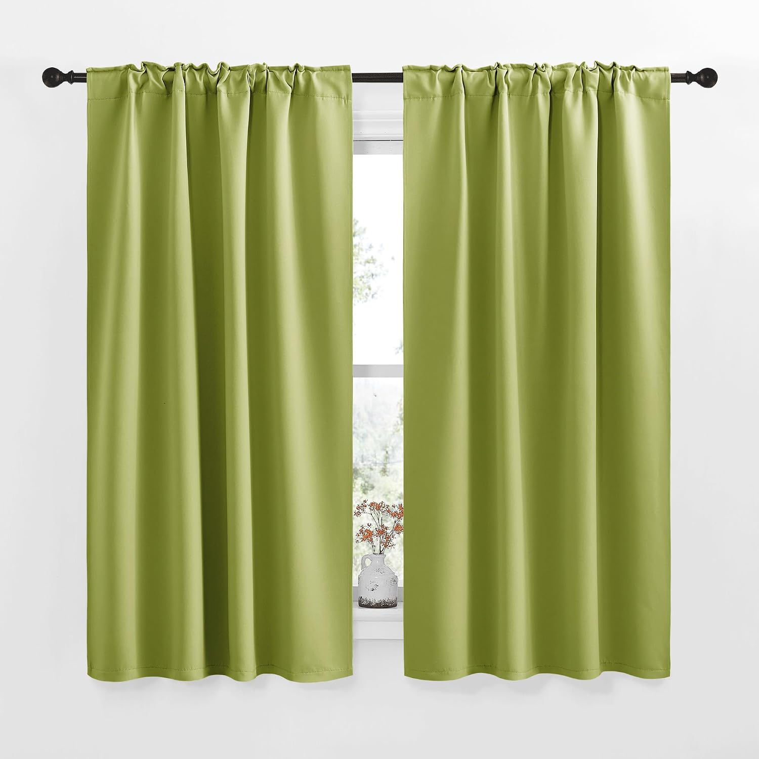 NICETOWN Blackout Curtain Panels for Living Room - (Fresh Green Color) 42x63 Inch, 2 Panels Set, Thermal Insulated Room Darkening…