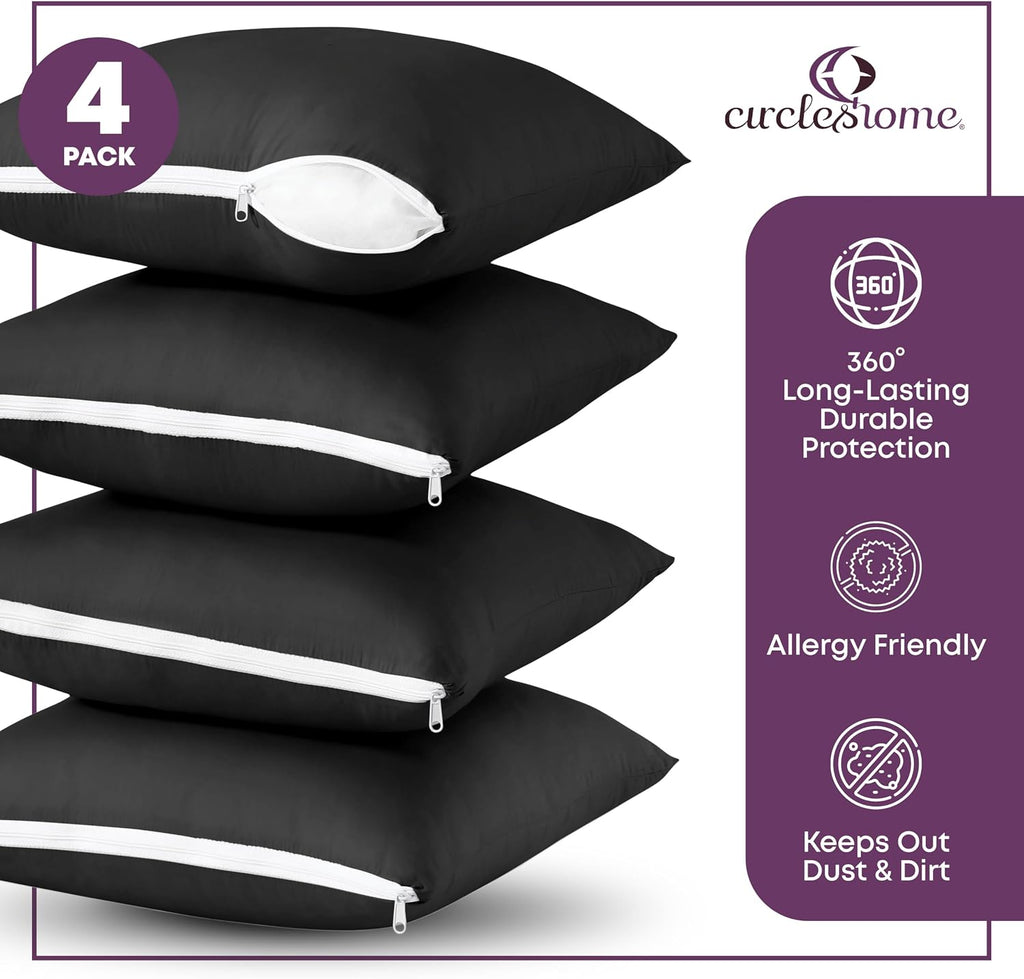 CIRCLESHOME Throw Pillow Protectors - 100% Cotton Breathable Pillowcases - 24 X 24 Square Pillowcases - Protects Pillows from Dirt, Dust…