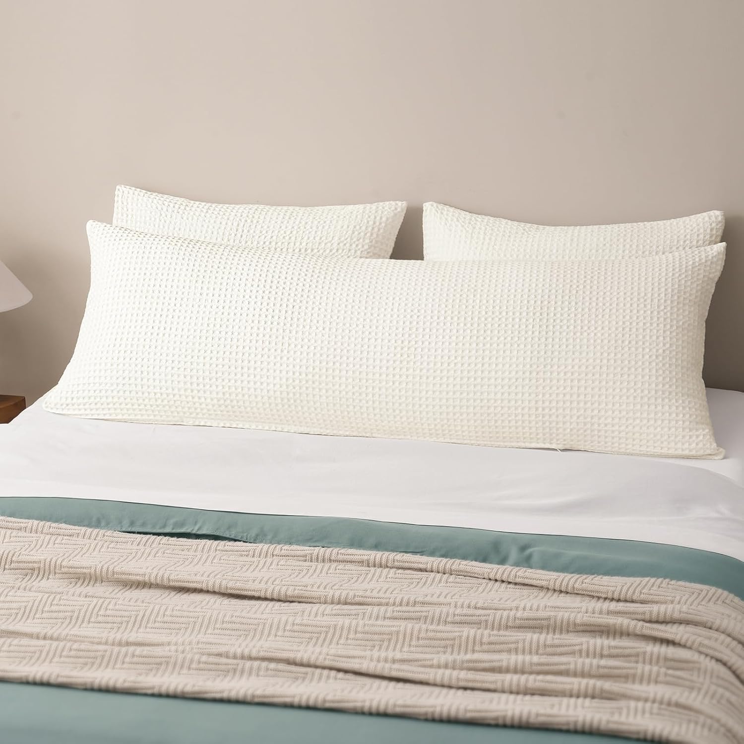 Phf Ultra Soft Waffle Weave Body Pillowcase with Zipper, No Insert, 1Pack 20" x 54" Pillow Sham, Breathable & Skin-Friendly Body Pillow cas…