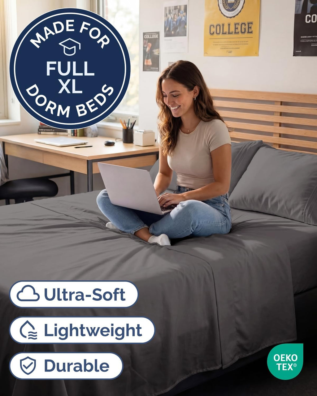 CGKUnlimited Full XL Bed Sheet - 4 Piece Full XL Bed Sheets Set - Ultra-Soft, Breathable & Cooling - Hotel Luxury Bedding for Women & Men w…