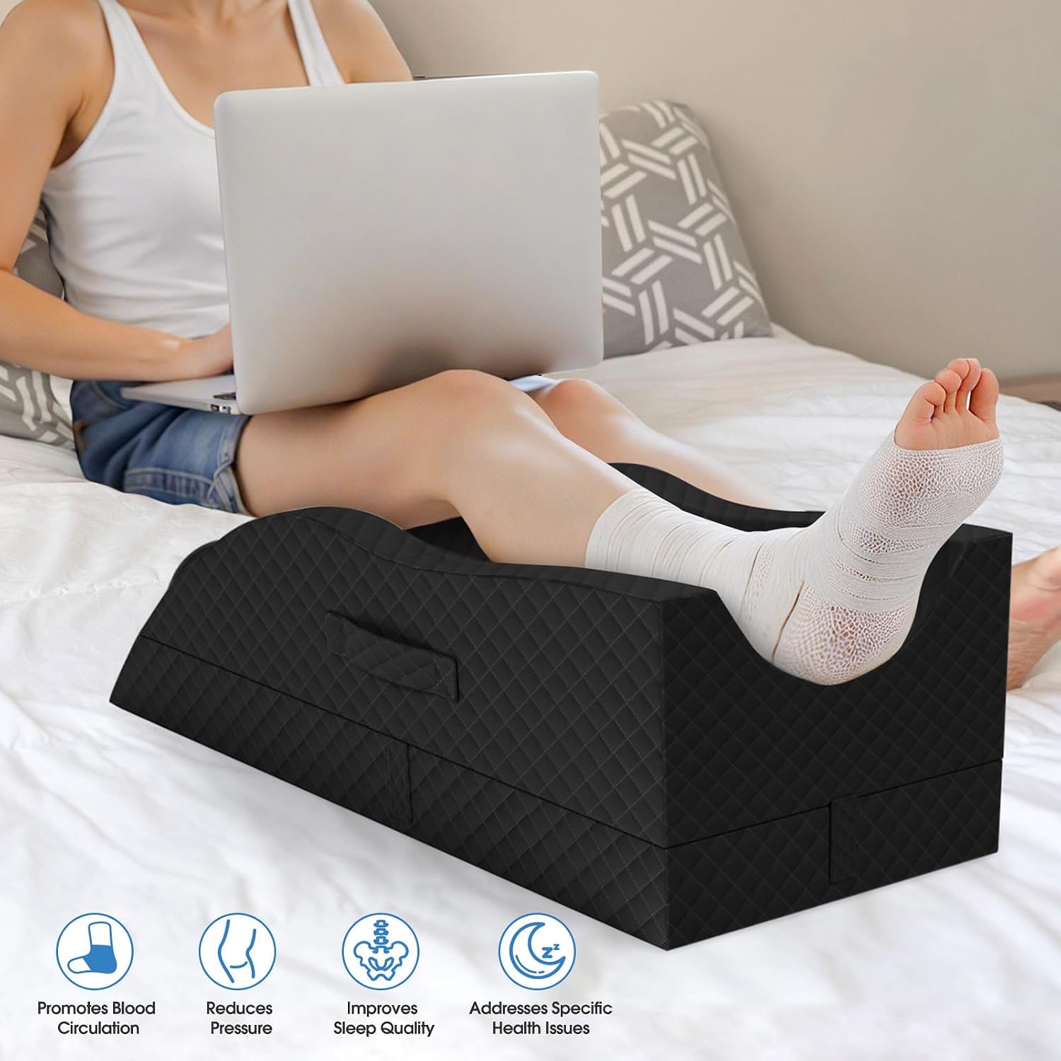 TranquilRelax TranquilRelax Elevation Pillows for Leg After Surgery, Memory Foam Adjustable Wedge Pillow for Injury or Rest, Ankle P…