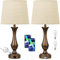 Seealle Upgraded Touch Lamps for Night Stands Set of 2 - Bedside Lamps with USB C+A, 3 Way Dimmable for Bedroom Living Room End Tables…