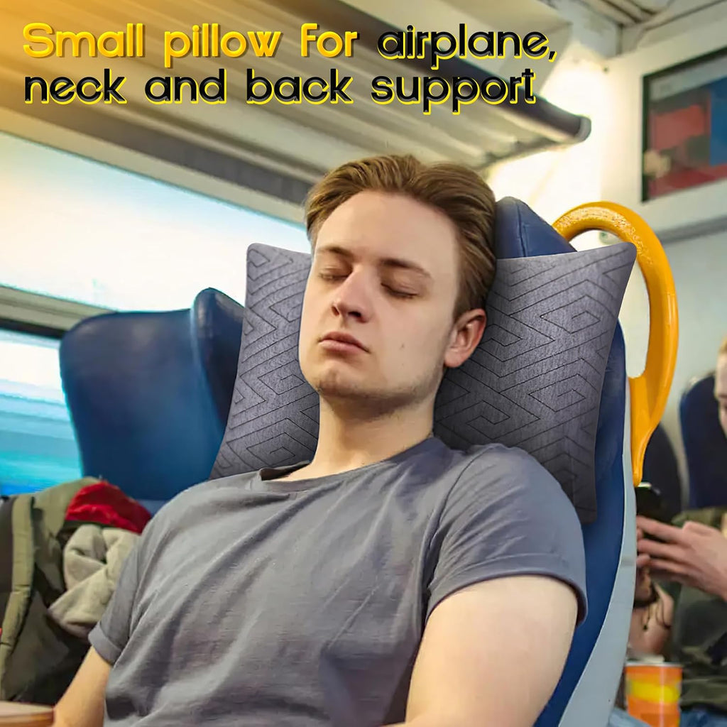 1 MIDDLE ONE Travel Pillow for Sleeping Camping, Memory Foam Small Pillow with Breathable Cover for Backpacking, Airplane, Car (17.5 x 12…