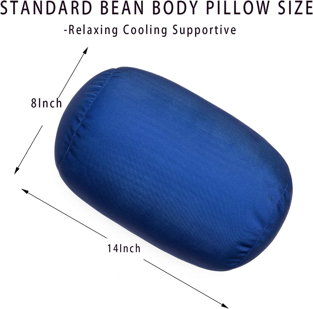 Squish Bean Bed Microbead Pillow Bolster Tube Body Pillow Smooth Cool Touch Fabric Neck & Back Support Throw Travel Pillow Fun Colors…