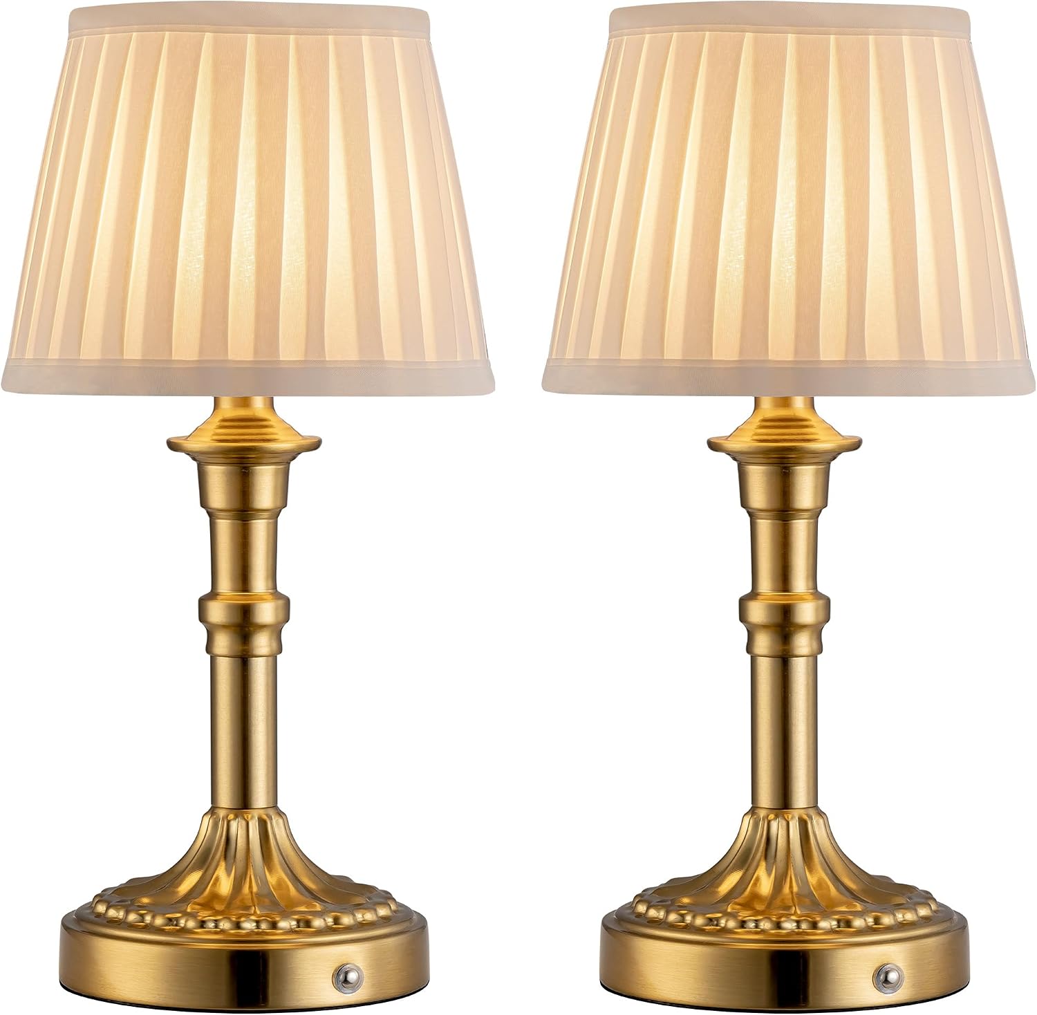 KDG Cordless Portables Table Lamp Set of 2, LED Fabric Shade Small Desk Lamps, 5000mAh Battery Powered Lighting, 2700K Stepless Dimmable…