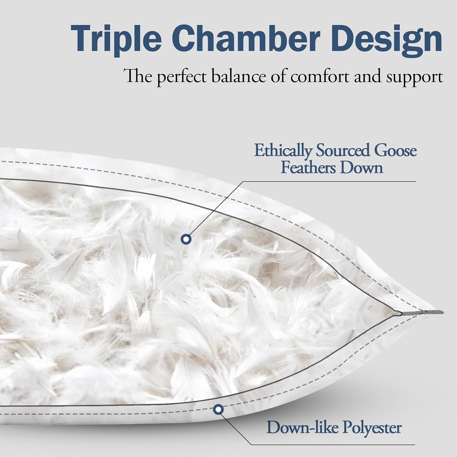 Bpc Goose Feather Down Pillows Standard Size Set of 2, Luxury Feather Pillows for Sleeping, 100% Organic Cotton Cover, Soft Support Surroun…