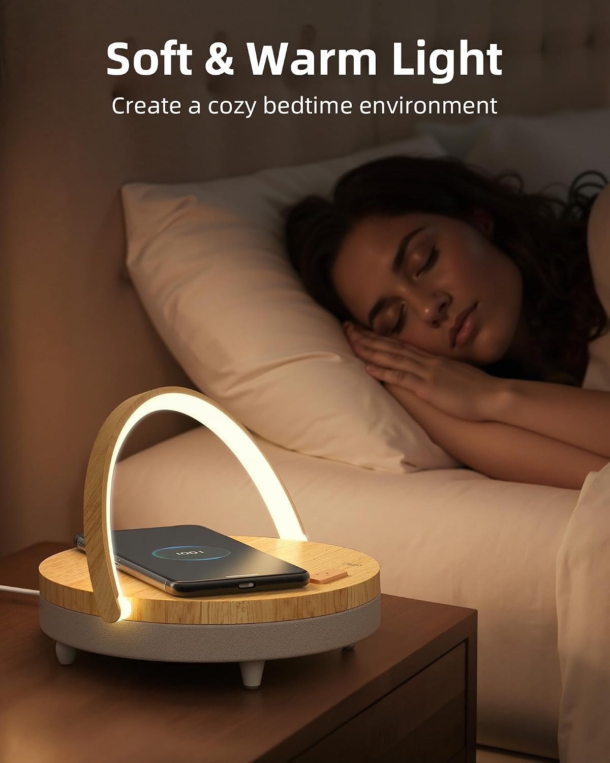 EZVALO Birthday Gifts for Women, Music Table Lamp with Wireless Charger, 4 in 1 Touch Bedside Lamp, Bluetooth Speaker, Phone Holder…