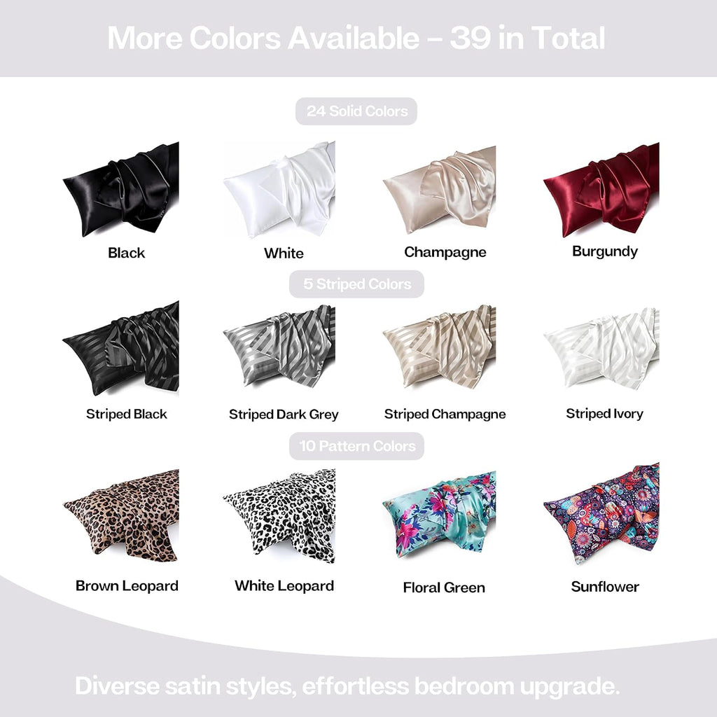 MR&HM Satin Body Pillow Cover, Soft and Breathable Body Pillow Case with Envelope Closure, Cooling and Silky Long Pillowcase for Hair and…