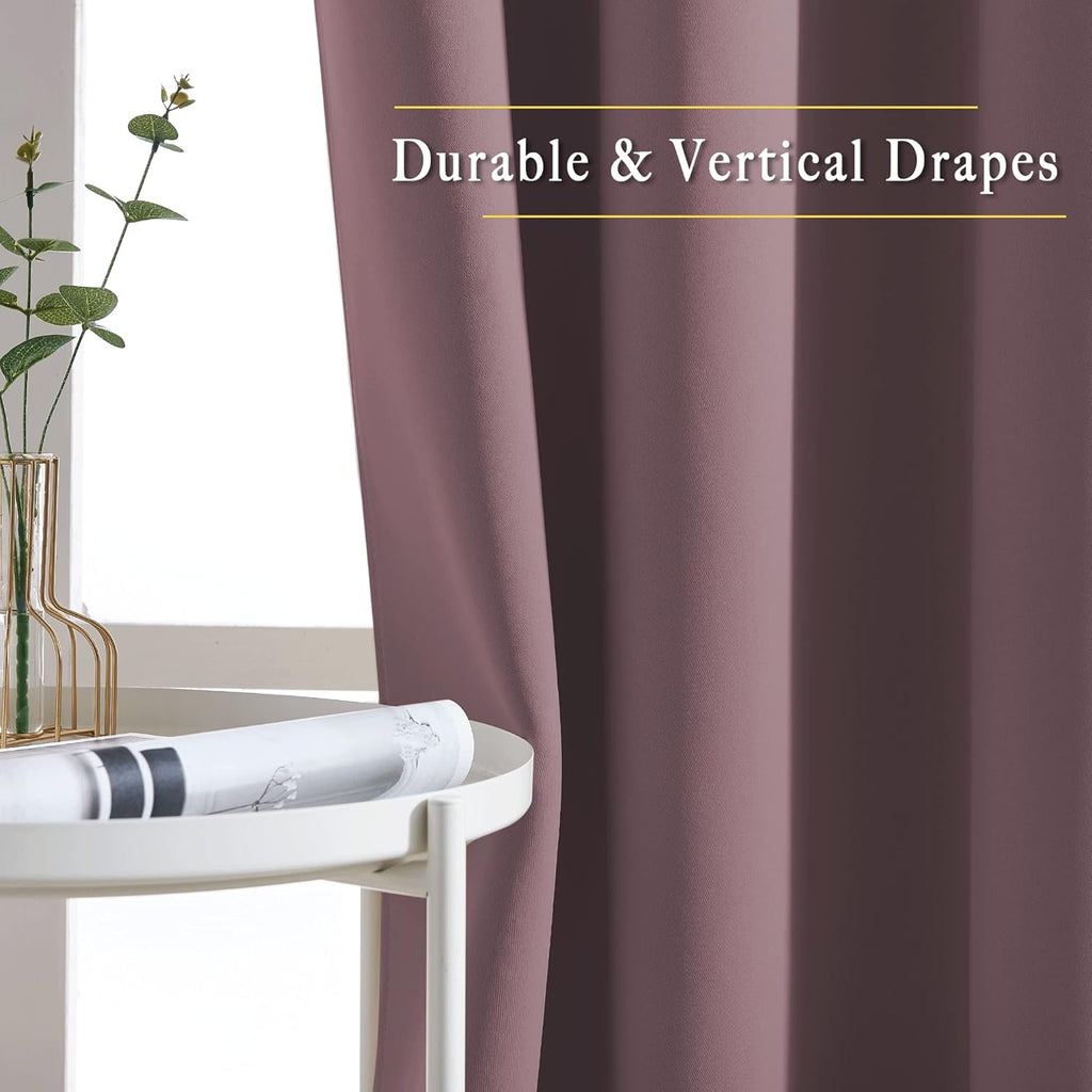 Nicetown Bedroom Curtains 63 inch Length 2 Panels - Grommet Top Blackout Room Darkening Sound Reduction Cold & Heat Reducing Privacy Therma…