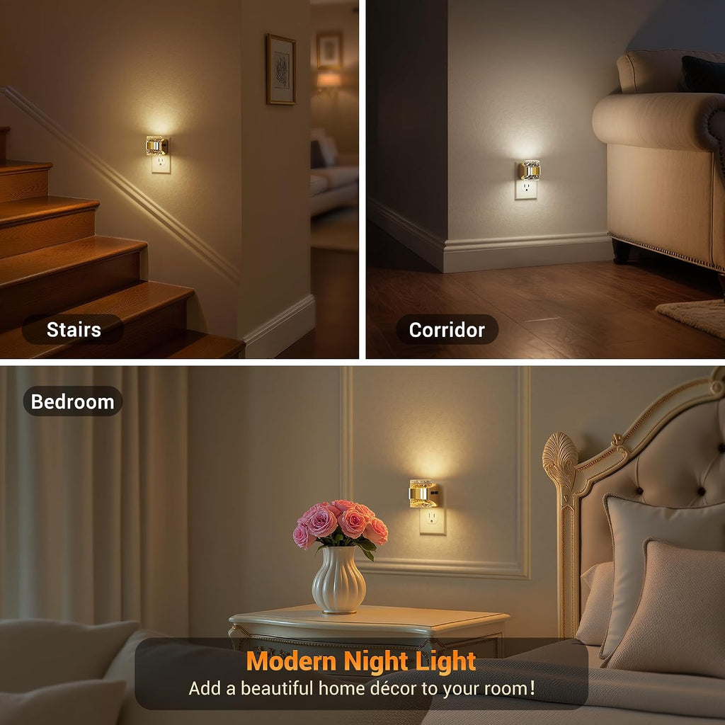 JandCase LED Night Light, Golden Bubble Night Lights Plug into Wall, [2 Pack]Night Light3000K/4000K/5000K & 3 Brightness Levels, Dimmable…