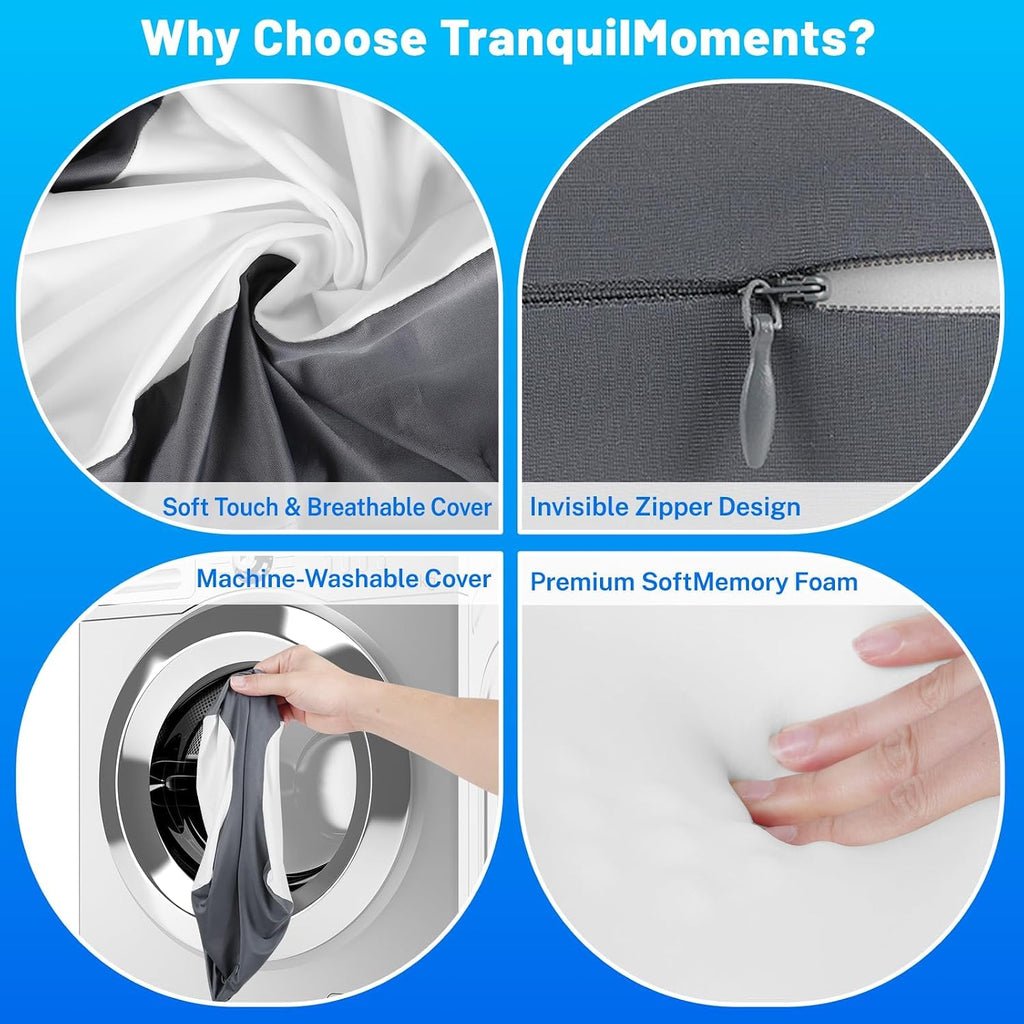 TranquilMoments Knee Pillow for Side Sleepers, Leg Pillow with Cooling Cover, Memory Foam Body Pillow for Side Sleeping, Heart-Shape…